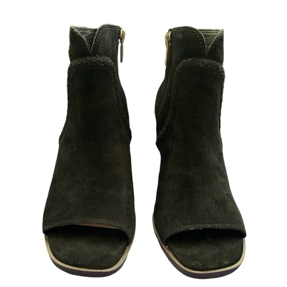 Lucky Brand Black Lureli Peep-Toe Platform Wedge Suede Bootie Size 7.5 - Picture 5 of 11